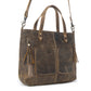 Myra Ultimate Choice Brown Suede Leather Handbag for Women Twin Top Handles, Crossbody Strap, Double Front Pockets