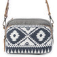 Myra Temptation Tribal Pattern Small Crossbody Bag for Women â€“ Geometric Canvas Front, Adjustable Leather Strap for Everyday Western Style