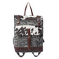 Myra Vibe with Me Hairon Canvas Backpack for Women Mandala Print, Leather Straps for Boho Travel & Western Day Trips