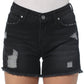 Coarse Black Denim Shorts