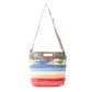 Myra Azure Petals Woven Crossbody Bag with Handtooled Leather â€“ Multicolor Embroidery, Adjustable Strap & Cutout Handle