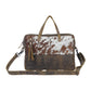 Myra Serenity Hair-On Leather Laptop Bag - Western Office Tote with Detachable Strap and Spacious Interior for Easy Carry