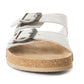 Myra Restful Hairon Leather Slides for Women – Adjustable Straps, Cork Footbed & Stylish Dual Buckle
