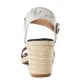 Myra Satin Hairon Leather Heels for Women – White Hairon Block Heels with Buckle Strap & Jute Accents