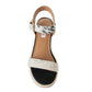 Myra Satin Hairon Leather Heels for Women – White Hairon Block Heels with Buckle Strap & Jute Accents