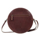 Myra Simply Sober Round Hairon Leather Crossbody â€“ Handtooled Floral & Cowhide Circle Bag for Carnival Adventures
