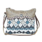 Myra Tincture Embossed Leather Crossbody Bag for Women Aztec Pattern, Adjustable Strap for Rodeo Style