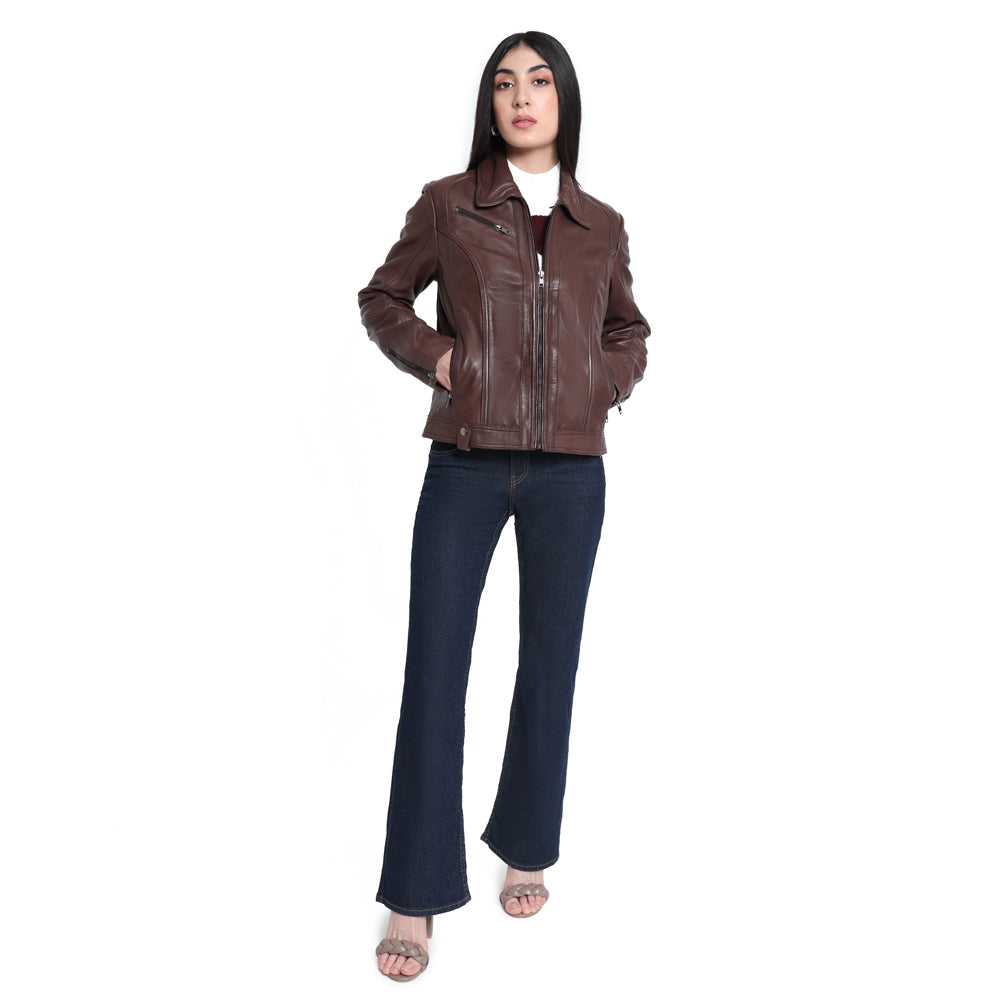 Winged Frills Leather Jacket