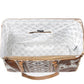 Myra Elisa Leather Weekender Bag - Spacious Cowhide Travel Tote with Tribal Woven Panel and Dual Shoulder Straps