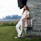 Myra Elisa Leather Weekender Bag - Spacious Cowhide Travel Tote with Tribal Woven Panel and Dual Shoulder Straps