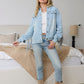 Cassie Fringed Light Wash Denim Jacket