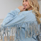 Cassie Fringed Light Wash Denim Jacket