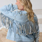 Cassie Fringed Light Wash Denim Jacket