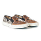 Myra Reflexo Textured Leather Slip-Ons -  Hairon Cowhide & Floral Tooling Comfort Sneakers for Women