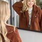 Amina Fleece Button Front Shacket Sweater