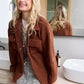Amina Fleece Button Front Shacket Sweater