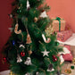 Christmas Star Hair-On Hide Ornament Set In Black