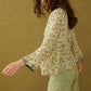 Floral Petals V-Neck Tassled Blouse