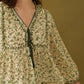 Floral Petals V-Neck Tassled Blouse