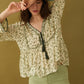 Floral Petals V-Neck Tassled Blouse