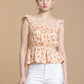 Bohera Sashiko Floral Peplum Top