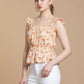 Bohera Sashiko Floral Peplum Top