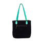 Myra Galaxy Fire Handtooled Shoulder Bag Black Sparkle Body with Aqua Leather Straps