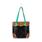 Myra Galaxy Fire Handtooled Shoulder Bag Black Sparkle Body with Aqua Leather Straps
