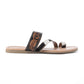 Myra Greta Lee Hair-On Leather Flip Flops for Women - Hand-Tooled Western Slippers with Flat Sole for Everyday Ease