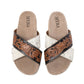 Myra Nevada Handtooled Leather Flats for Women - Double-Strap Sandals with Cushioned Cork Sole for Rodeo Chic Comfort