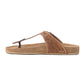 Myra Sadie Mesa Leather Slides for Women - Cushioned Cork Sole, Floral Tooled Finish for Everyday Elegance