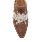 Myra Lacey Leather Mules for Women - Handtooled Leather Mid Top with Hairon Accents for Everyday Rodeo Elegance