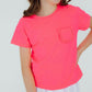 Neon Pink Ruffle Pocket Tee