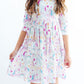 Rainbow Vibes 3/4 Sleeve Pocket Twirl Dress