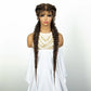 1B/30 Dark Brown Dutch Box Braids Wig | Synthetic Lace Frontal | Fishtail Braids | With Baby Hair | For Black Women