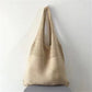 New Trend Women's Crochet Handbag | Retro Knitted Braid Solid Color Hollow Top-Handle Tote Bag (Black Khaki Shopper)