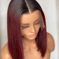 Wine Red Ombre 1B-99J Straight Bob Wig | 13x4 Transparent Lace Front Brazilian Human Hair