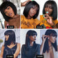 Peruvian Straight Bob Wig with Bangs | Full Machine Made Human Hair Wig | Natural Color