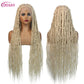 36" Butterfly Braided Full Lace Wig | Honey Blonde & Burgundy Goddess Locs | Synthetic Box Braids | Transparent Lace