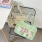 Y2K Ulzzang Ita Bag for Women | Trendy Polka Dot Canvas Shoulder & Underarm Tote (Transparent Pocket, Youth Fashion)