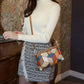 High Quality PU Leather Women's Small Crossbody Shoulder Bag | Luxury Handbag Lady Messenger Bag (Simple Shell Phone Satchels, Plaid Pattern)