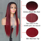 13x4 Burgundy Straight Lace Front Wig | Heat Resistant Synthetic Hair | Pre-Plucked | Natural Hairline