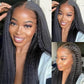 Kinky Straight 360 HD Lace Frontal Wig | Yaki Straight Ponytail Human Hair Wig for Black Women (Transparent Lace, Clearance Sale)