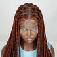 #350 Knotless Box Braids Wig | Dark Ombre | Lace Frontal | Short Straight Braids | Black Women