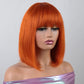 Rebecca Orange Blonde & 99J Red Straight Bob Wig with Bangs | Human Hair Machine Made