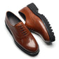 Luxury Men's Genuine Leather Platform Oxfords | Lightweight Black Sole Lace-Up Business & Casual Dress Shoes (Height Increasing)