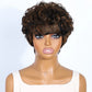 Rebecca P1B/30 Brown Pixie Cut Wig | Curly Side Part Brazilian Human Hair