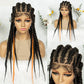 Knotless Box Braids Full Lace Wig | Cornrow Accents | Baby Hair | Synthetic Braided Wig