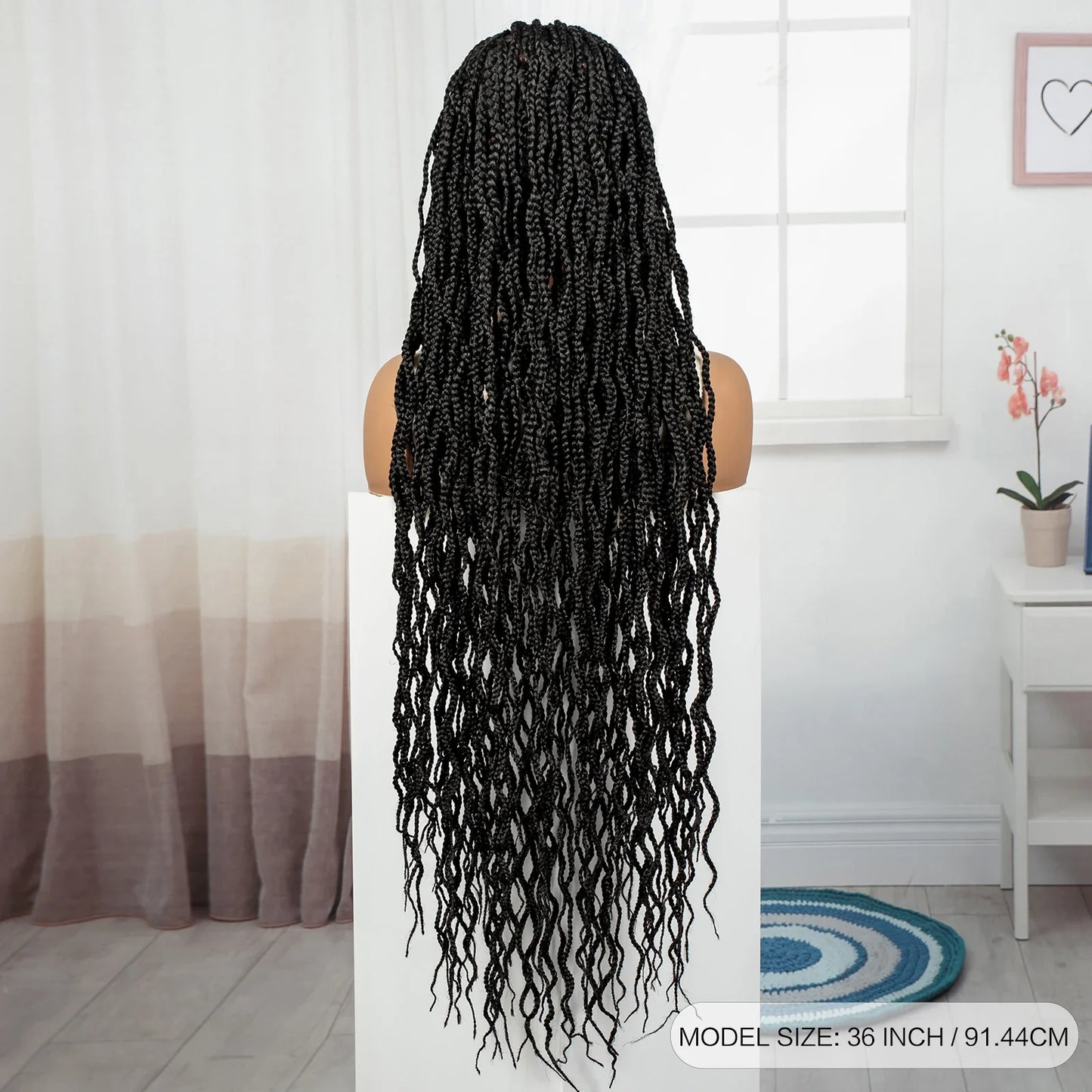 36" Long 613 Blonde Knotless Box Braids Wig | Full Lace Frontal Twist