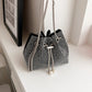 Luxury Women's Horseshoe Bucket Bag | New High Quality PU Leather One Shoulder Handbag (Exquisite Rivet & Chain Design)